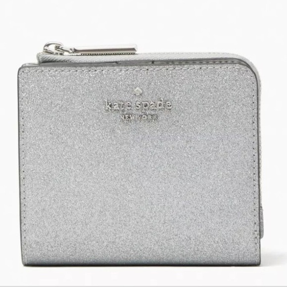 NEW Kate Spade Madison Small L Zip Wallet, Lunar Light Metallic